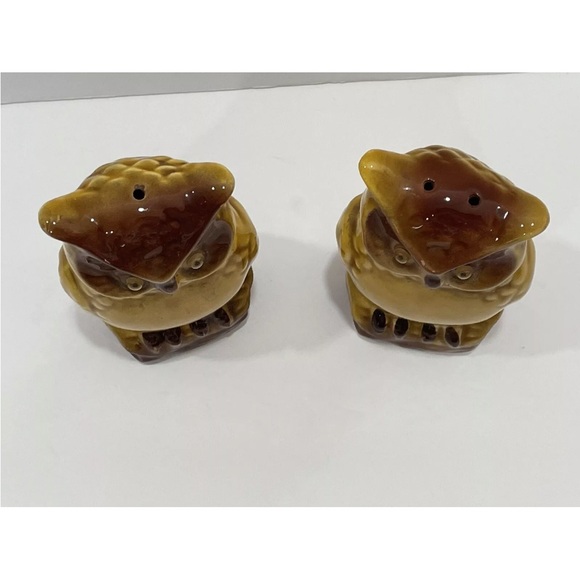 Vintage Ceramic Owl Salt and Pepper Shakers Mid Century Japan Googly Eyes Rare - Picture 3 of 9